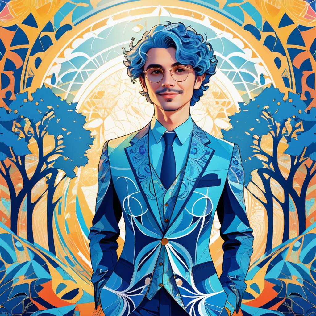 Charming Young Man in Surreal Vector Art