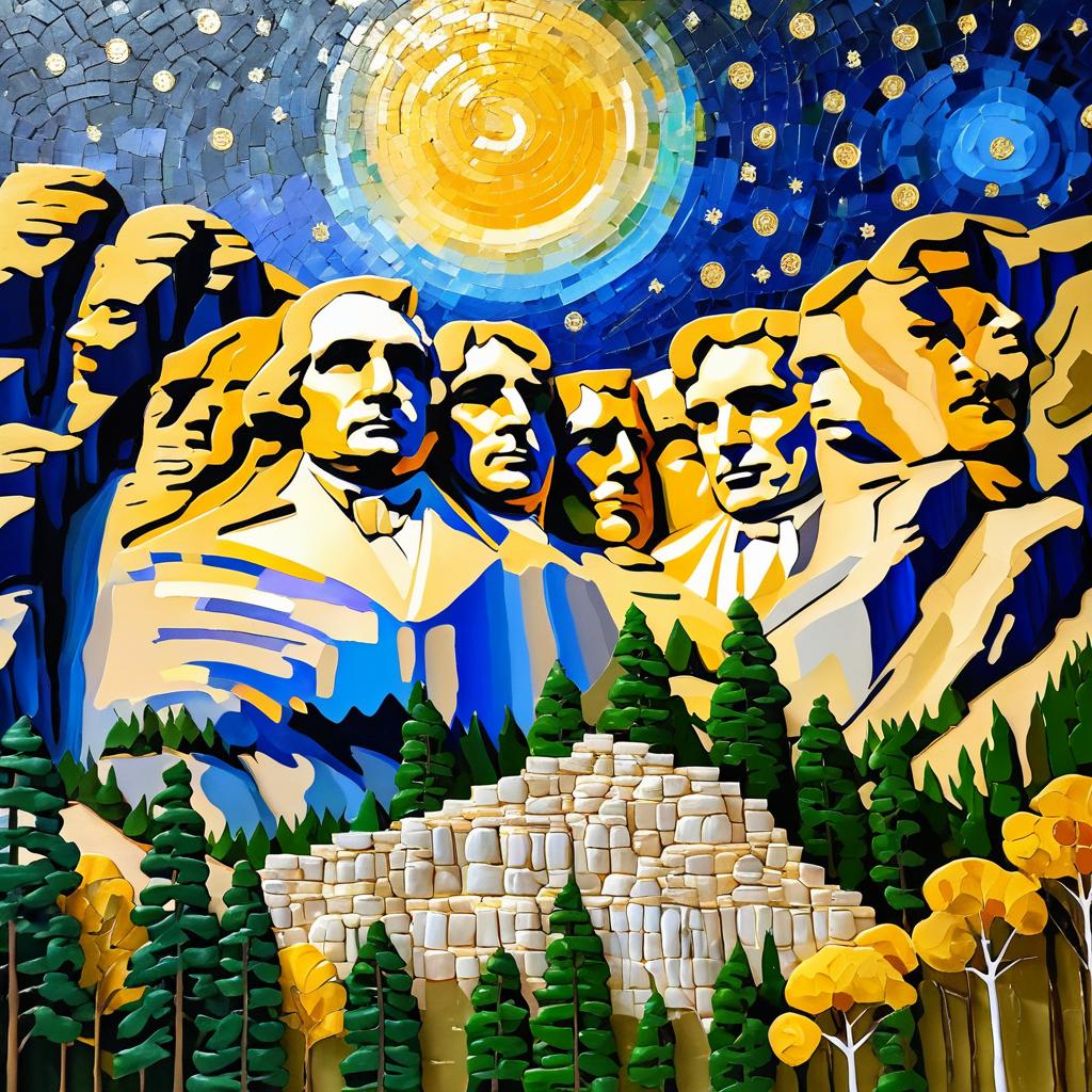 Klimt-Inspired Oil Painting of Rushmore