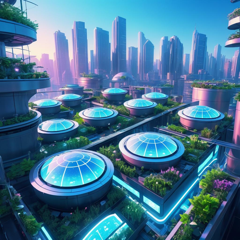 Futuristic Rooftop Garden in Metropolis