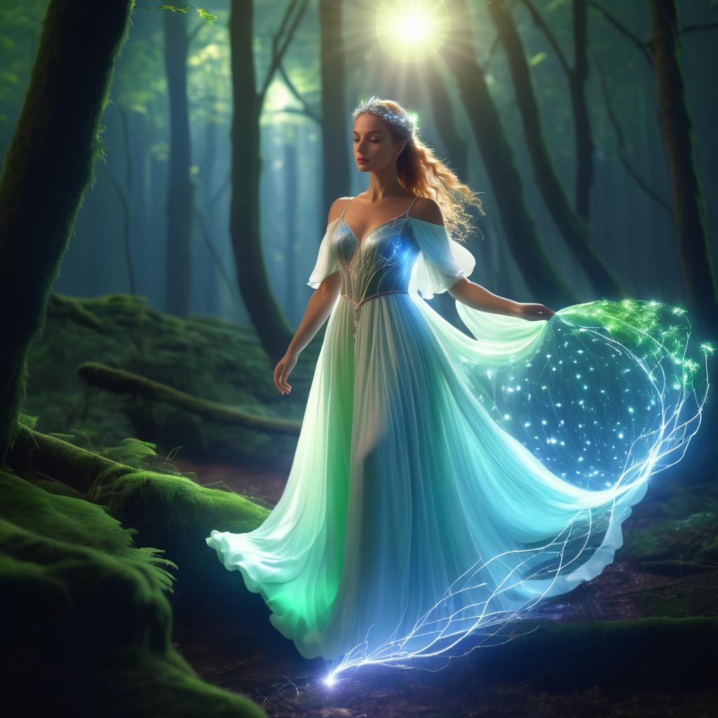 Enchanting Model in a Magical Forest