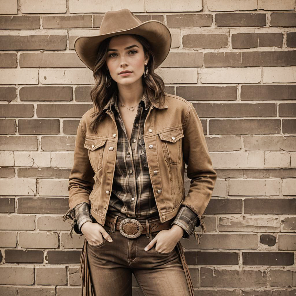 Rustic Cowgirl Style in Sepia Tone