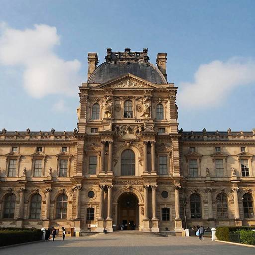 Realistic Museum Scene Under Blue Sky