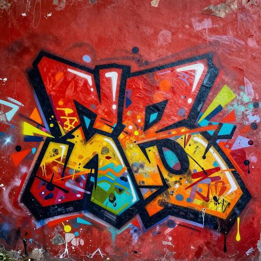 Vibrant Red Urban Graffiti Art