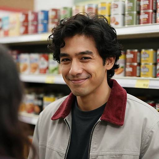 Candid Portrait in a Busy Grocery Store