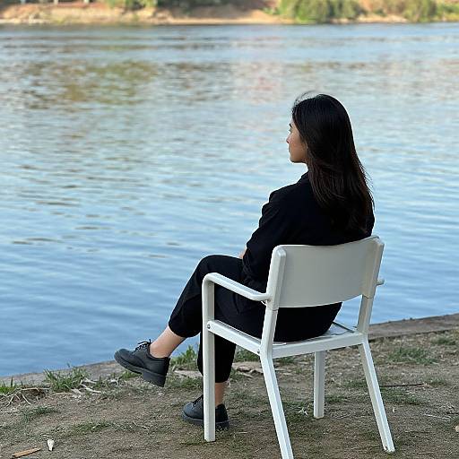 Woman Gazing Over Serene River