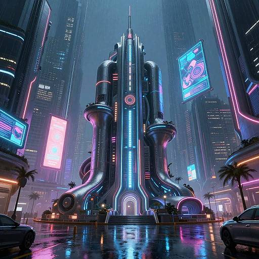 Futuristic Cyberpunk Cityscape Centerpiece
