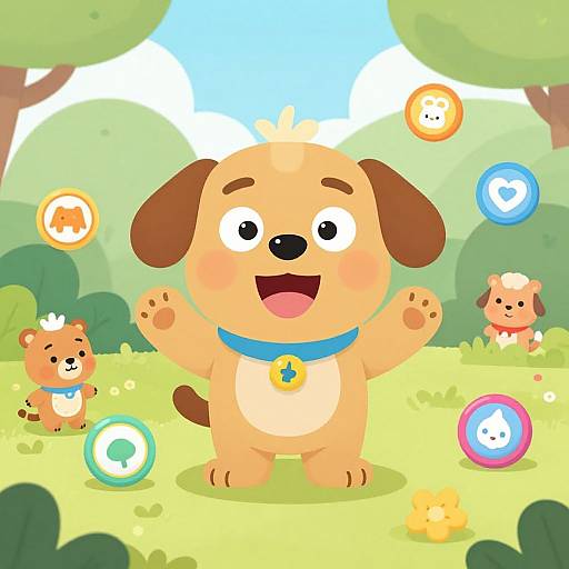 Cheerful Duggee with Colorful Badges