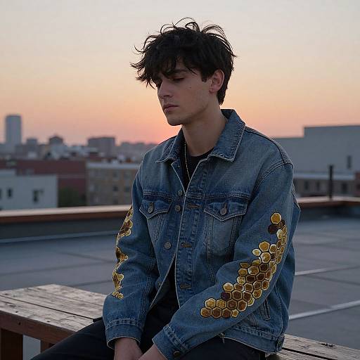 Young Man on Rooftop at Dawn