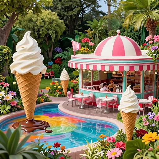 Surreal Garden Diner Fantasy