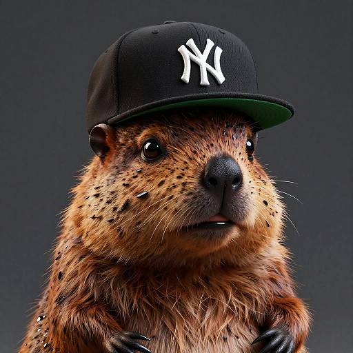 Photorealistic Beaver in Streetwear Snapback