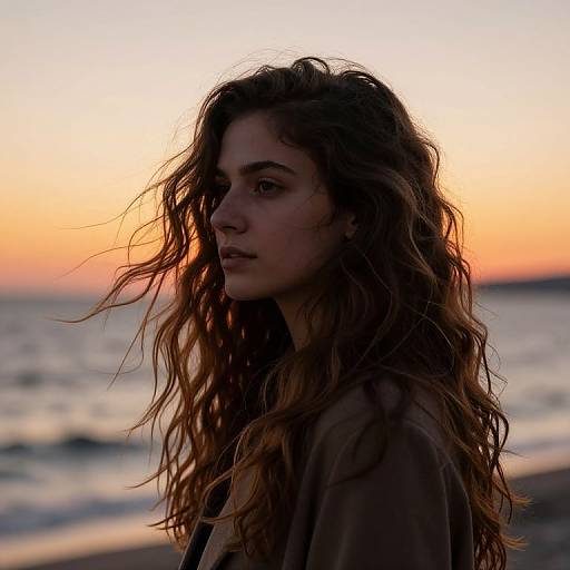 Serene Italian Long Hair by Seaside