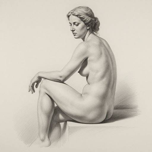 Graceful Sculpted Nude Pencil Drawing