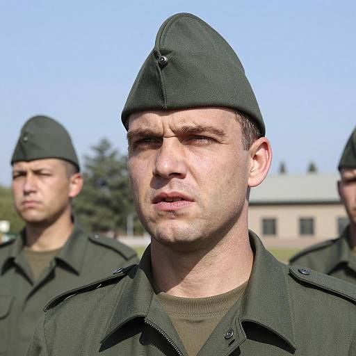 Serious Soldier in Military Uniform