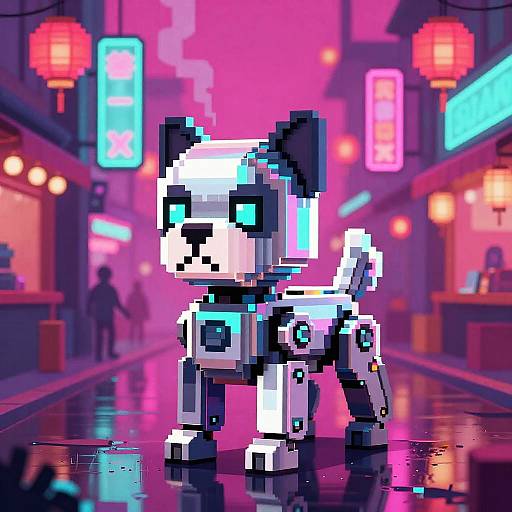 Pixel Plush Robotic Dog in Neon Bazaar