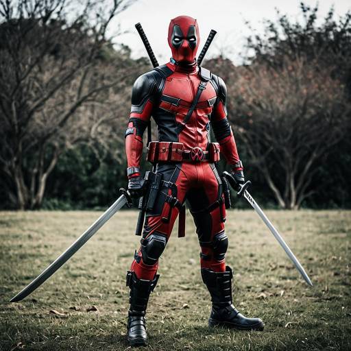 Vibrant Deadpool Cosplay in Full Armor