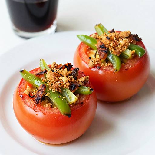Grilled Stuffed Tomatoes with Green Bell Peppers