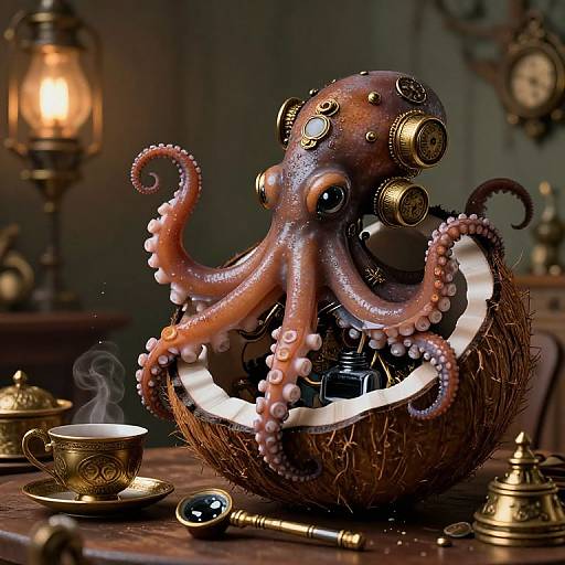 Whimsical Steampunk Octopus Tea Ceremony