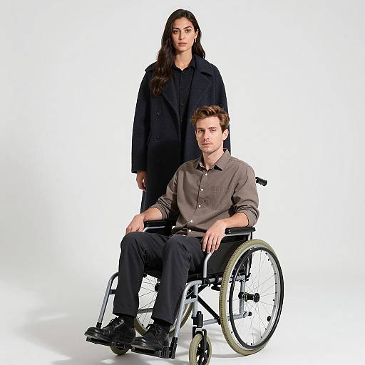 Neutral Portrait of Woman and Man in Wheelchair