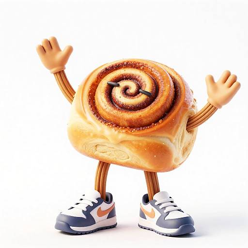 Sleepy Cinnamon Roll Character Stretching