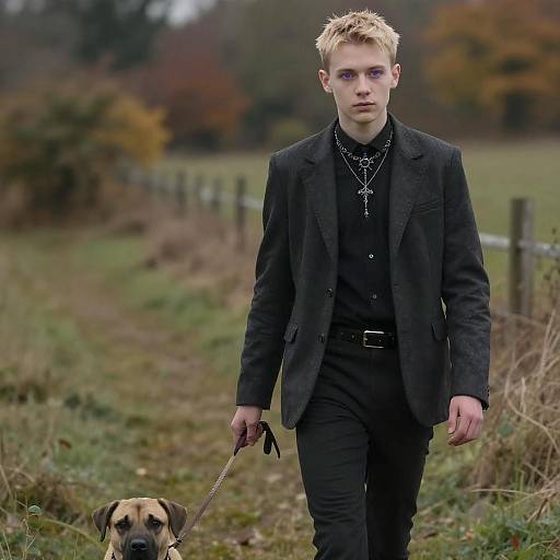 Cinematic Portrait of a Boy and Dog
