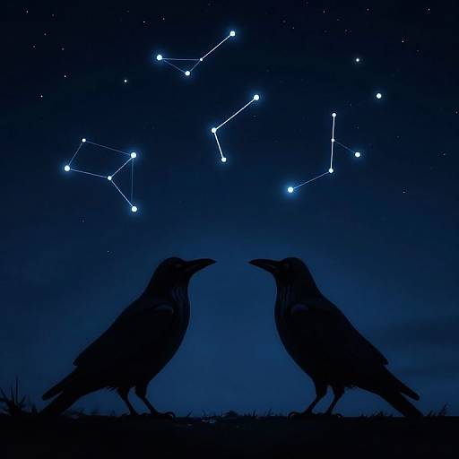 Ghostly Crows Shaping Starry Dreams