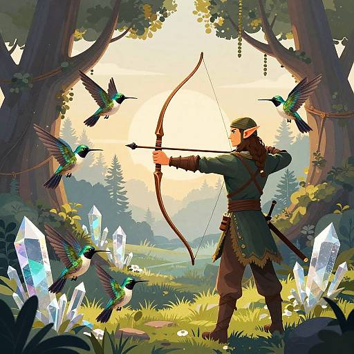 Elven Archer in Dawn Crystal Glade