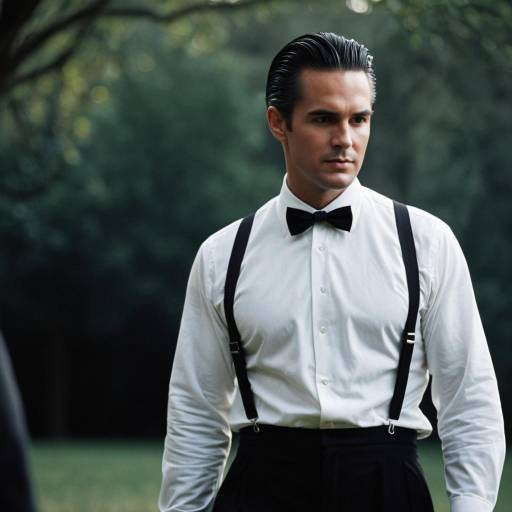 Classic Gentleman in Black Suspenders and Bow Tie