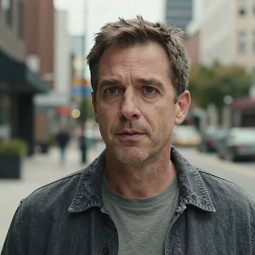 Realistic Middle-Aged Man in Urban Setting