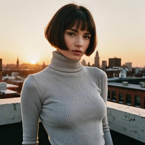 Elegant Rooftop Fashion Portrait at Sunset