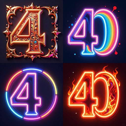 Four distinct, vibrant neon-colored 
