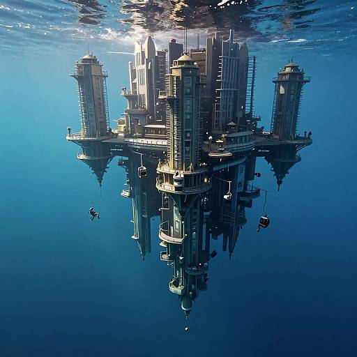 Surreal Underwater Inverted Metropolis