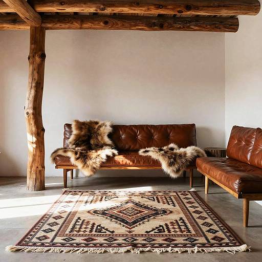 Masculine Tribal Rug in Minimalist Cabin