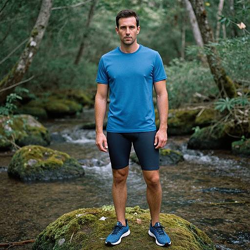 Cyclist in Tranquil Forest Glade