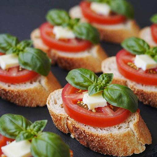 Close-Up Mini Sandwiches with Tomato and Basil
