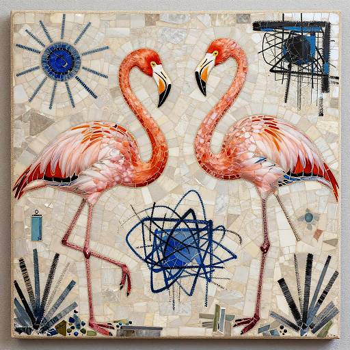 Flamingo Mosaic Tile Art