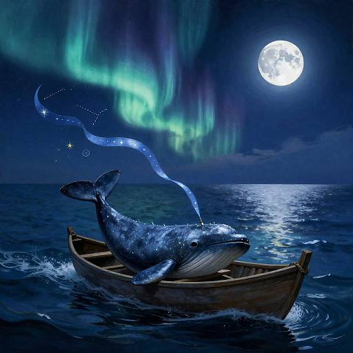 Auroral Narwhal Sage on Moonlit Rowboat