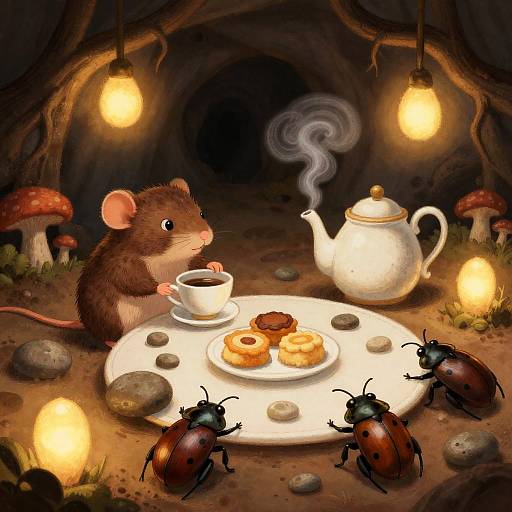 Cozy Mole's Glowworm Tea Party