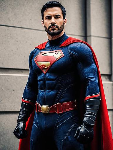 Realistic Male Superhero in Red Cape