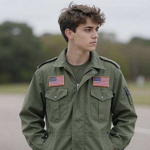 Young Man in Military Jacket Portrait