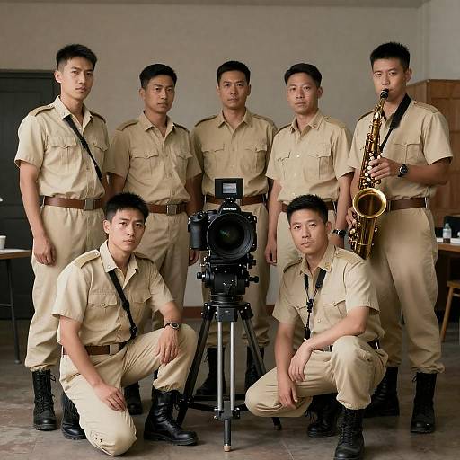 Six Men with Saxophone on Large Camera