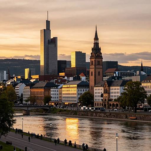 Futuristic Karlsruhe Cityscape at Sunset
