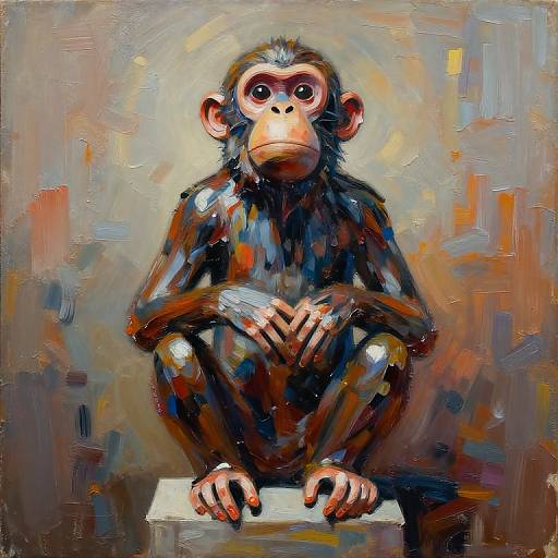 Abstract Existence with Monkey Statue