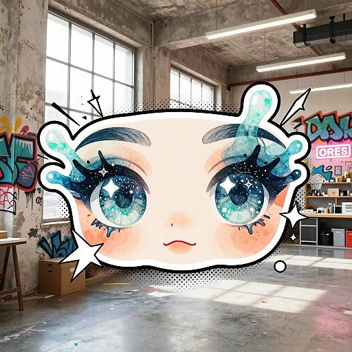 Dreamy Watercolor Eyes in Urban Loft