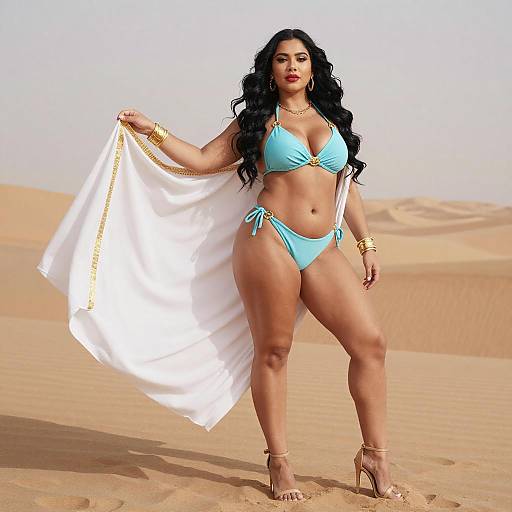 Curvy Woman in Desert Fashion Pose