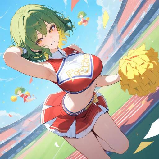 Dynamic Cheerleader with Pom Poms