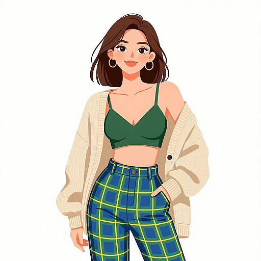 Smiling Woman in Casual Chic Outfit