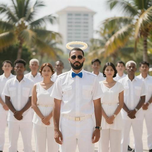 Tropical Gathering in White Clothing