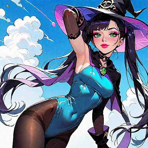 Twintail Witch in Blue Leotard