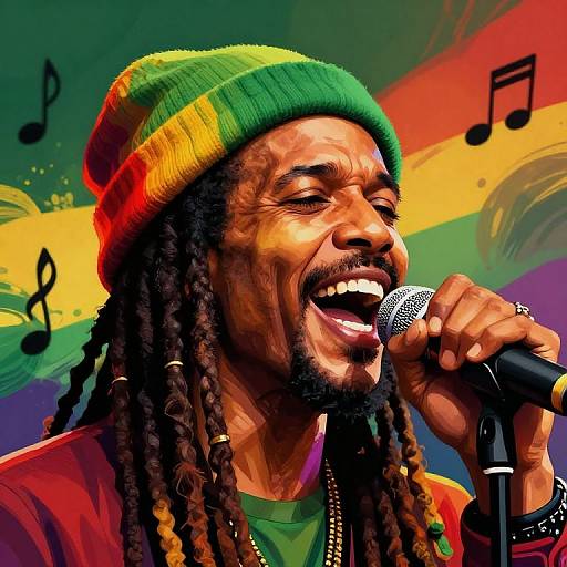 Reggae Singer Close-Up Digital Portrait