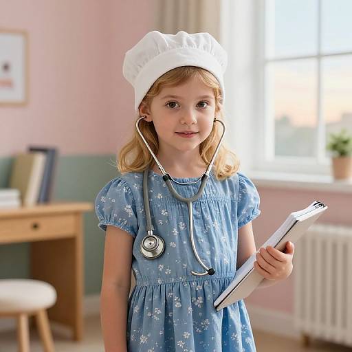 Young Girl in Sunlit Clinic Room